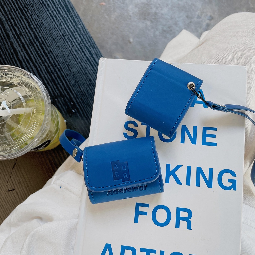 Vỏ Bảo Vệ Hộp Sạc Tai Nghe AirPods3 ADER Clein Màu Xanh Dương Bằng Da 2021 Thời Trang Ốp