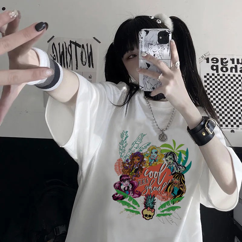 Y2k Anime Goth Harajuku Graphic Tee Short Sleeve t shirts Mall Summer Gothic Clothes For Women Korean Fashion Plus Size