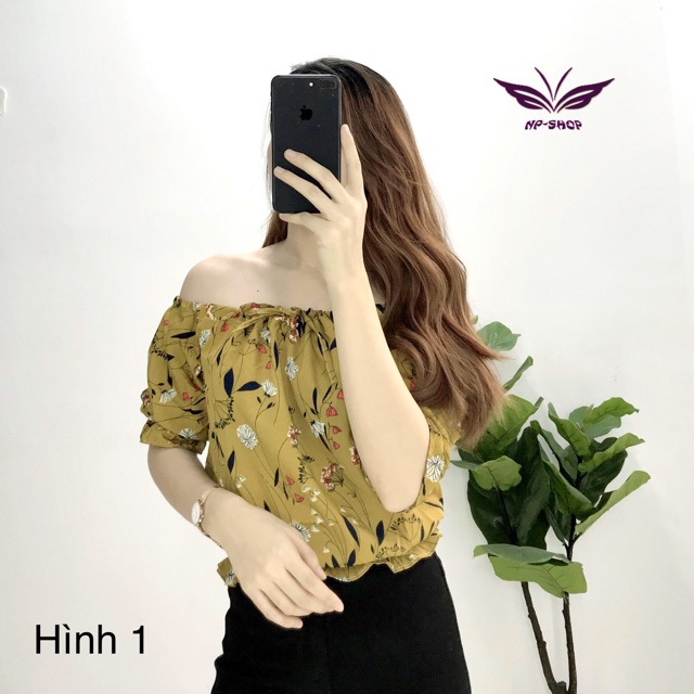 Áo trễ vai hoa nữ tính- kèm video/ ảnh thật | BigBuy360 - bigbuy360.vn