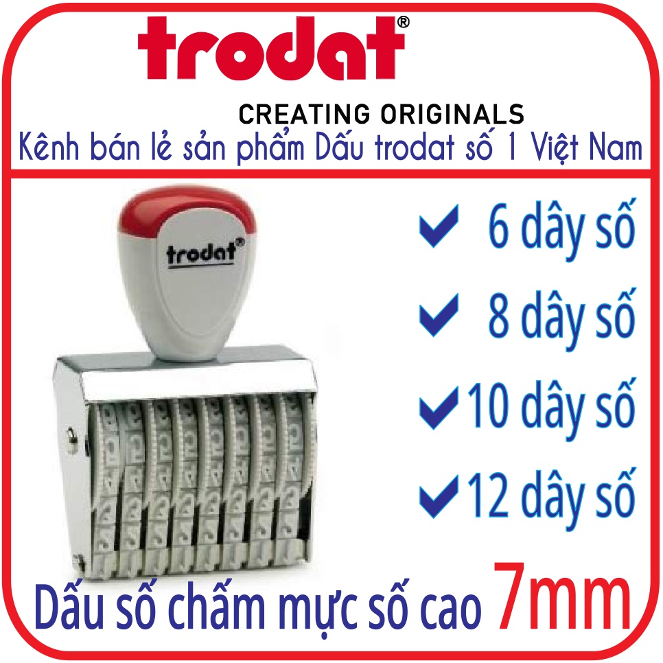 Dấu số tự xoay chấm mực, số cao 7mm ( Chính hãng Trodat)