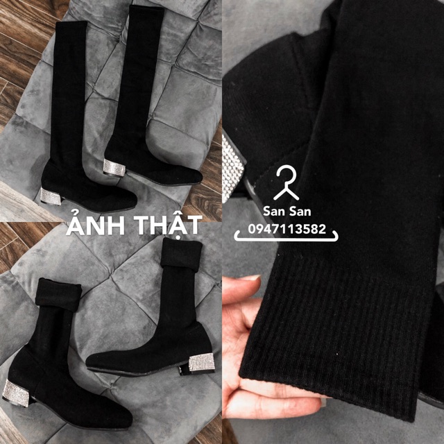 Bốt đùi len chun siêu co giãn