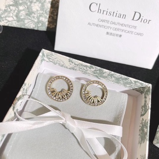 DIOR Bông tai mạ bạc 925 thiết kế đơn giản thời trang cho nữ