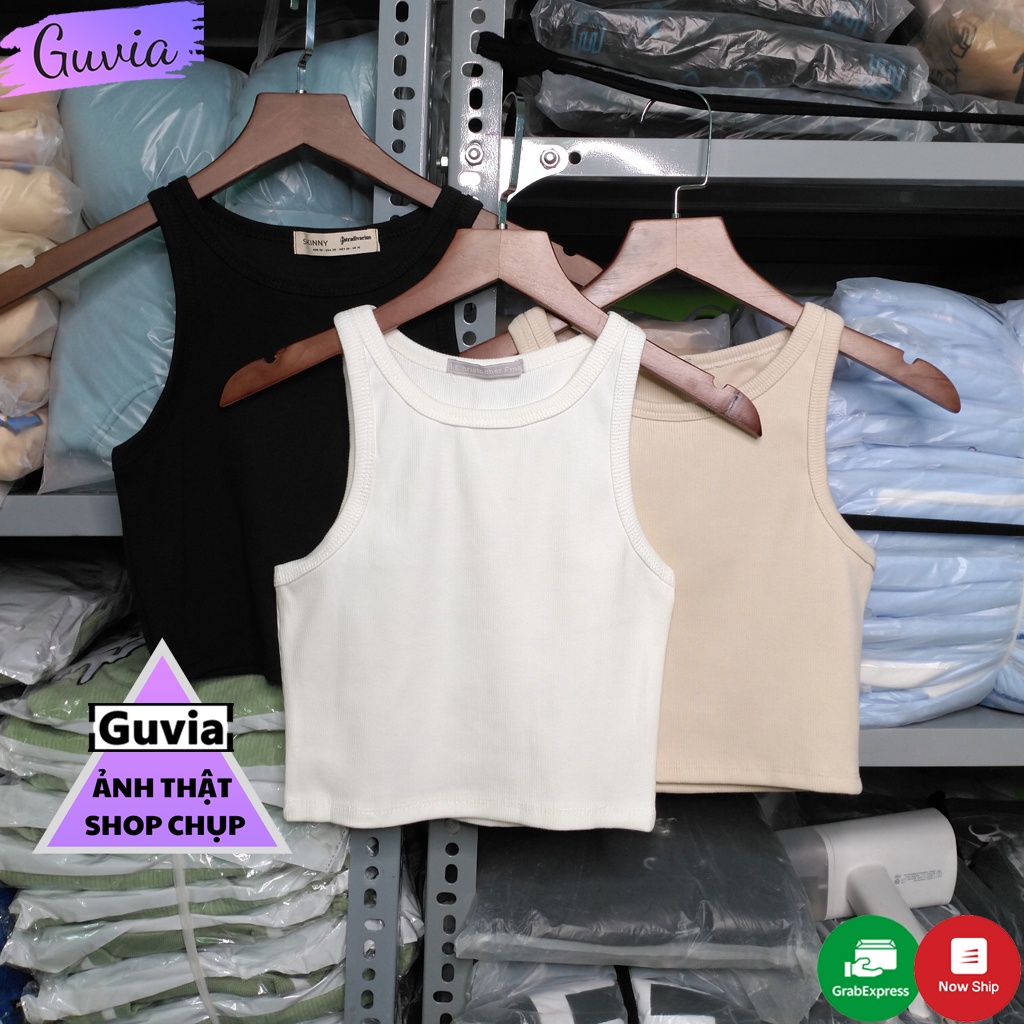 Áo Croptop Ba Lỗ Nữ NGƯỢC Trơn GUVIA Ôm Body Chất Tốt, Áo CRT Kiểu nữ ôm thun gân mềm mát GUVIA
