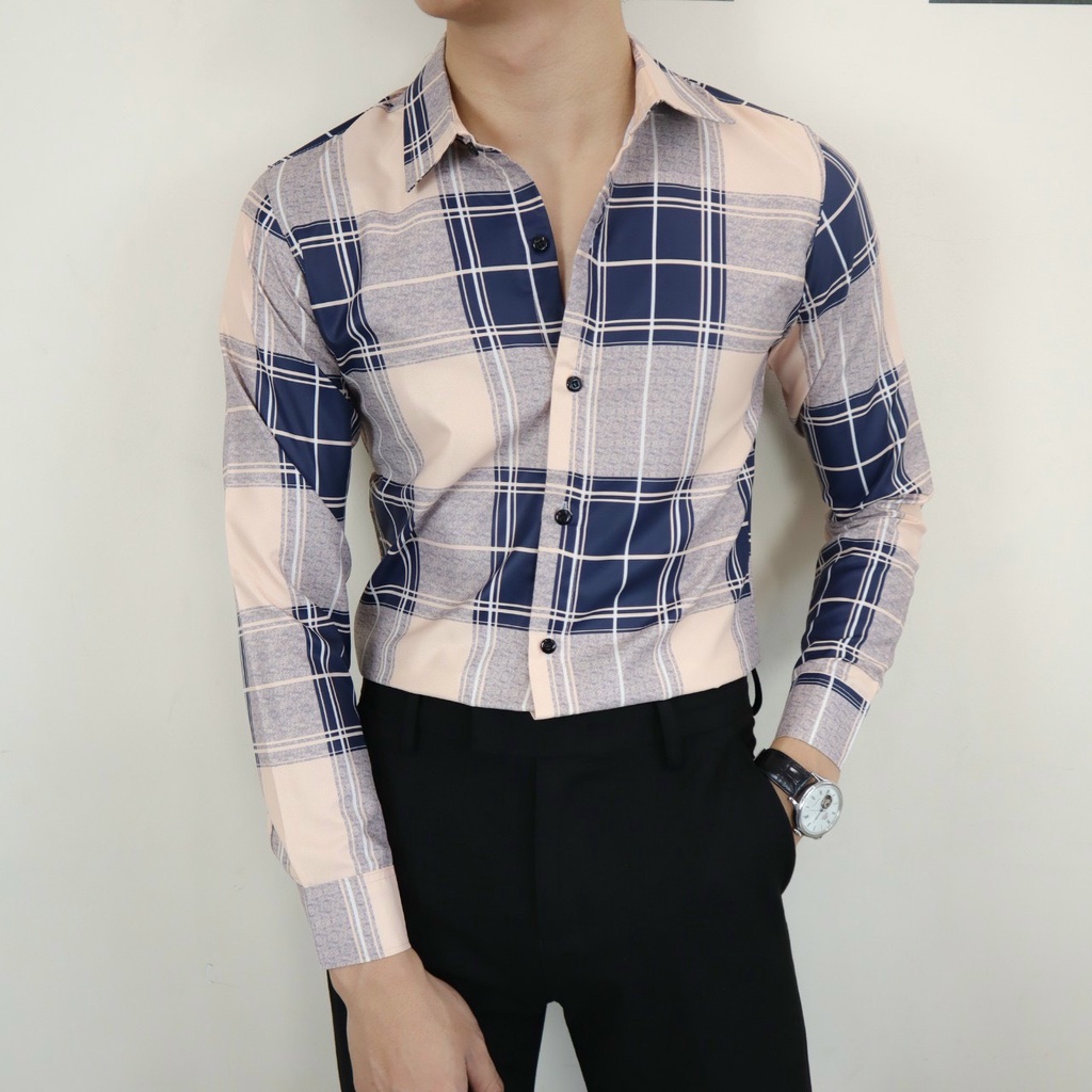 Áo Sơ Mi Nam Hàn Quốc Vải Lụa 3D Mẫu 2 Màu Đơn Giản Lịch Lãm Sang Trọng Quý Phái Thời Thượng Cho Các Quý Ông