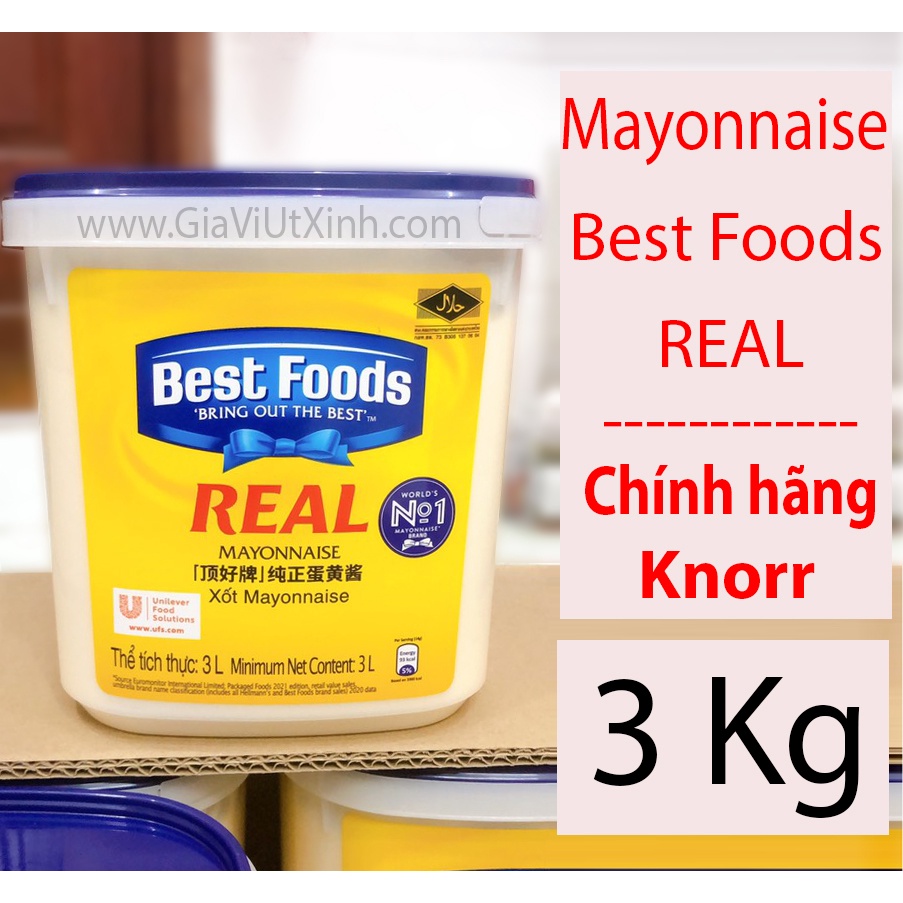 SỐT MAYONNAISE BEST FOODS REAL 3KG - MAYONNAISE KNORR