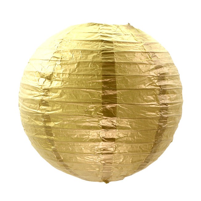 Lồng đèn giấy tròn màu nhũ đồng / nhũ vàng - đủ size