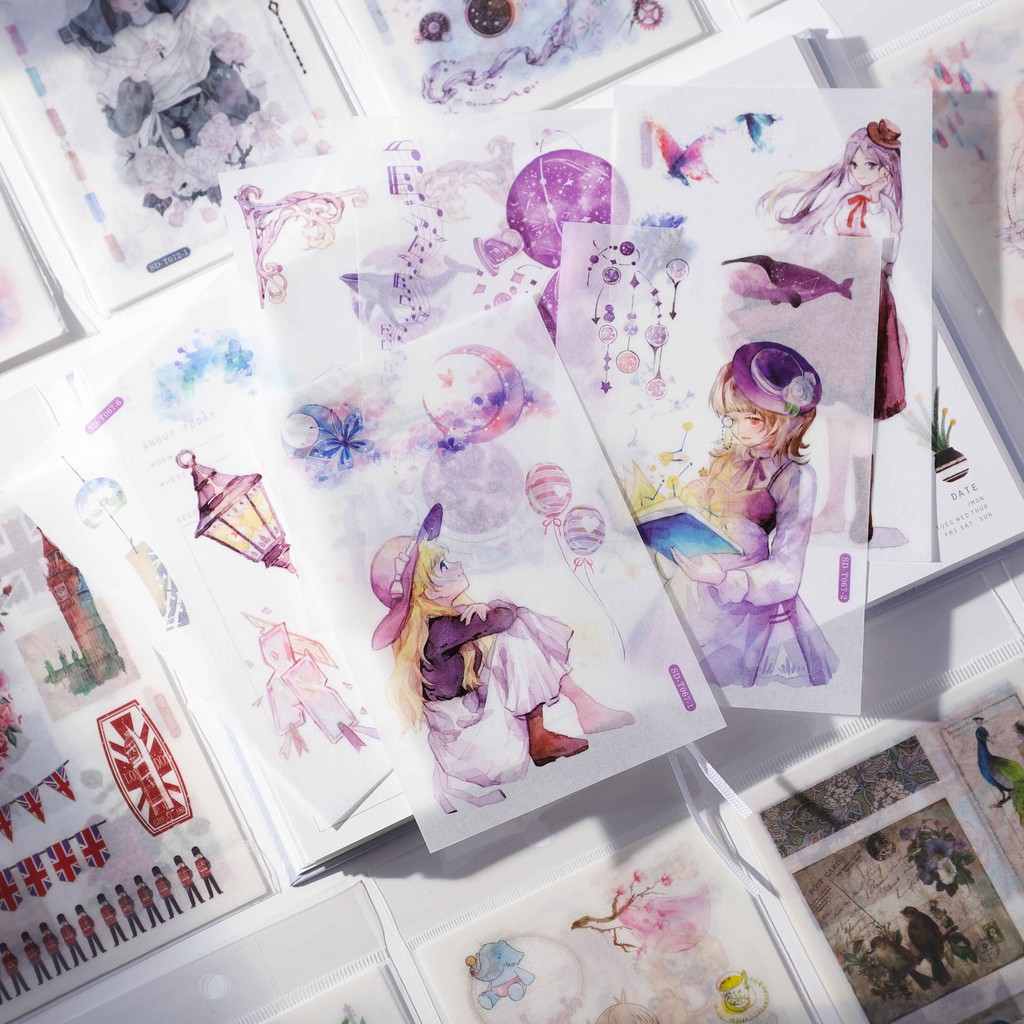 Bộ 6 Tấm Nhãn Dán Trang Trí Nhật Ký Xinh Xắn