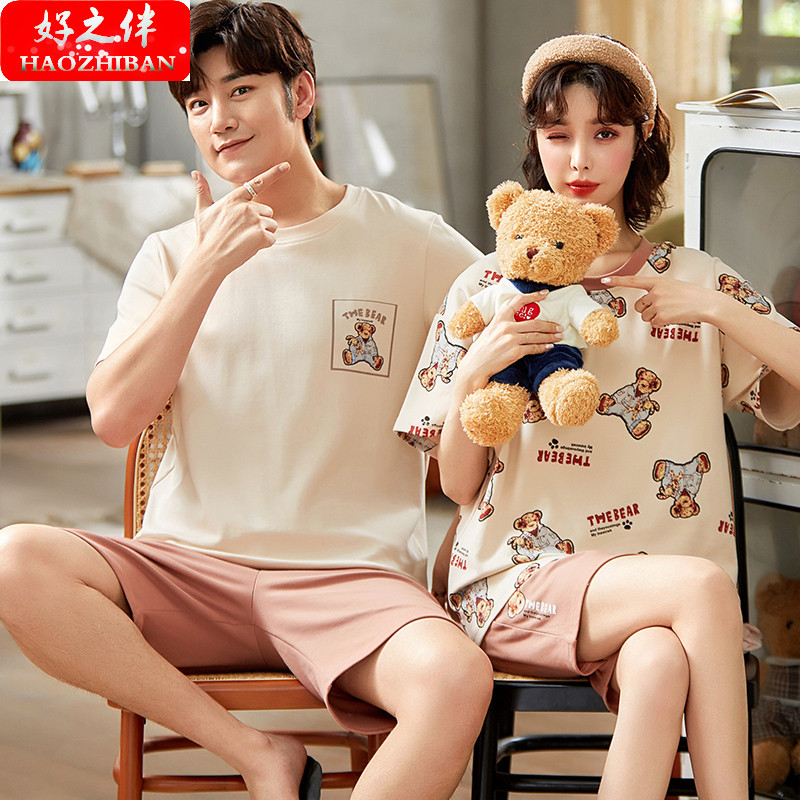 Bộ Đồ Ngủ Cotton Tay Lửng Dáng Rộng Dễ Thương Cho Cặp Đôi