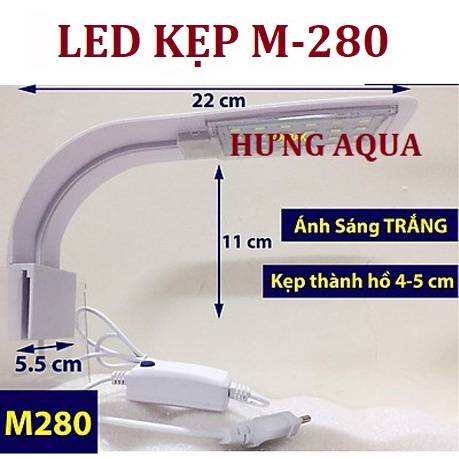 Đèn led bể cá, đèn led kẹp siêu sáng dáng mỏng M-280 Vipsun cho bể dưới 45cm (chính hãng)