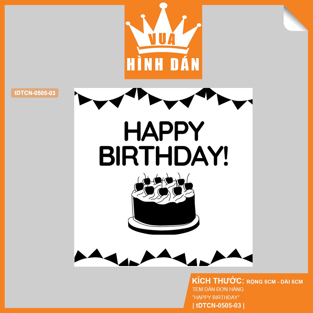 Set 50/100 sticker HAPPY BIRTHDAY  - nhãn dán lên hộp quà, gói quà hoặc túi đựng sản phẩm, kiện hàng )
