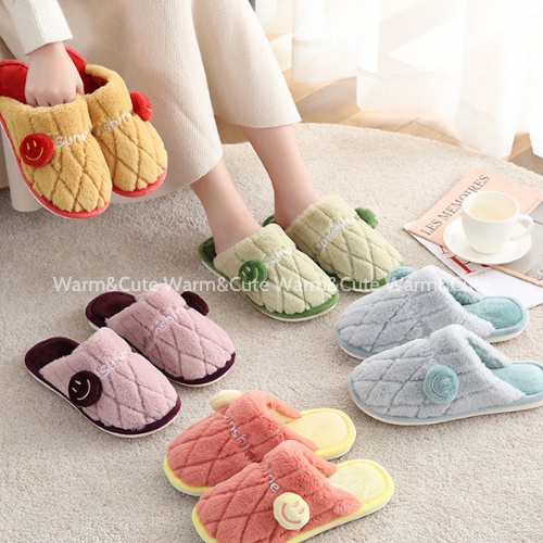 Dép bông dứa mặt cười nam nữ đi trong nhà, văn phòng Warm&amp;Cute DA18