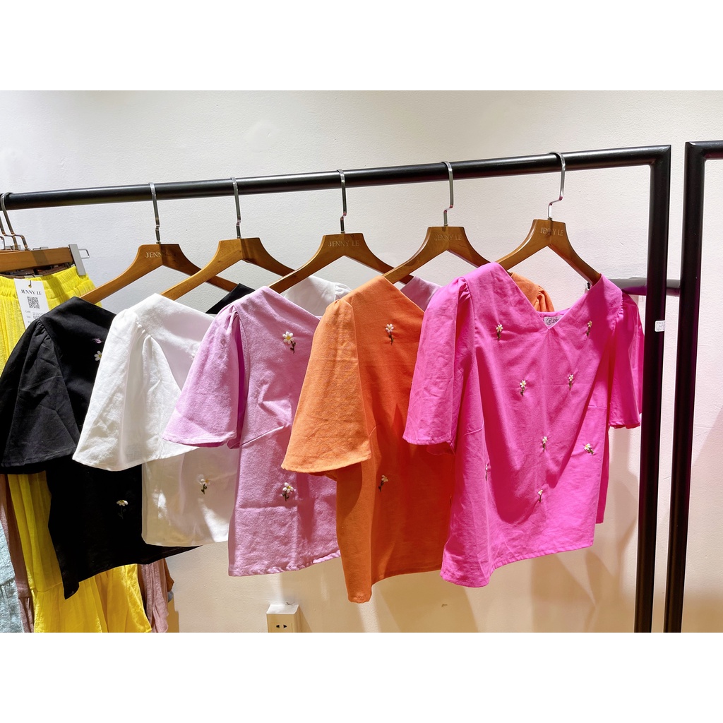 Jenny Le - Áo linen thêu tay cúc họa mi Daisy Top JL119