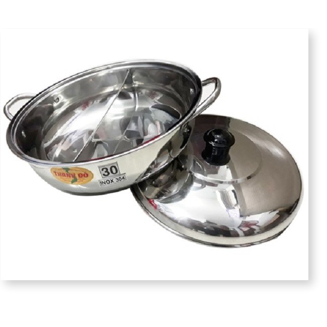 Nồi Nấu Lẩu 2 Ngăn Thành Đô size 30cm --32cm Nồi lẩu inox 304 - 30cm-32cm [GiaSi 223 ]