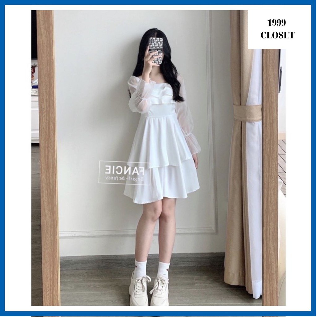 Đầm trắng nữ dạo phố dự tiệc cực xinh vải Mango xịn lót toàn thân