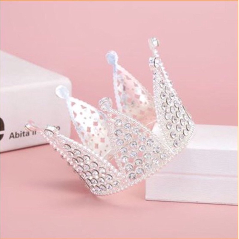 Vương miện mini trang trí bánh sinh nhật, vương miện trang trí hoa sáp