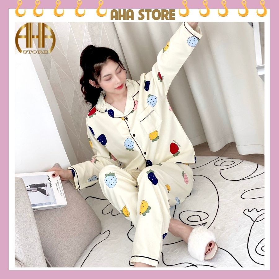 Đồ ngủ nữ mặc nhà pijama dài tay [XẢ HÀNG] HATIBO ở cữ sau sinh, bộ quần áo ngủ loại 1 mềm mát bigsize