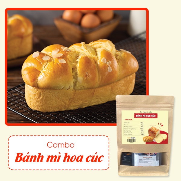 Set nguyên liệu làm Bánh Mì Hoa Cúc - Làm được khoảng 6 bánh 200g