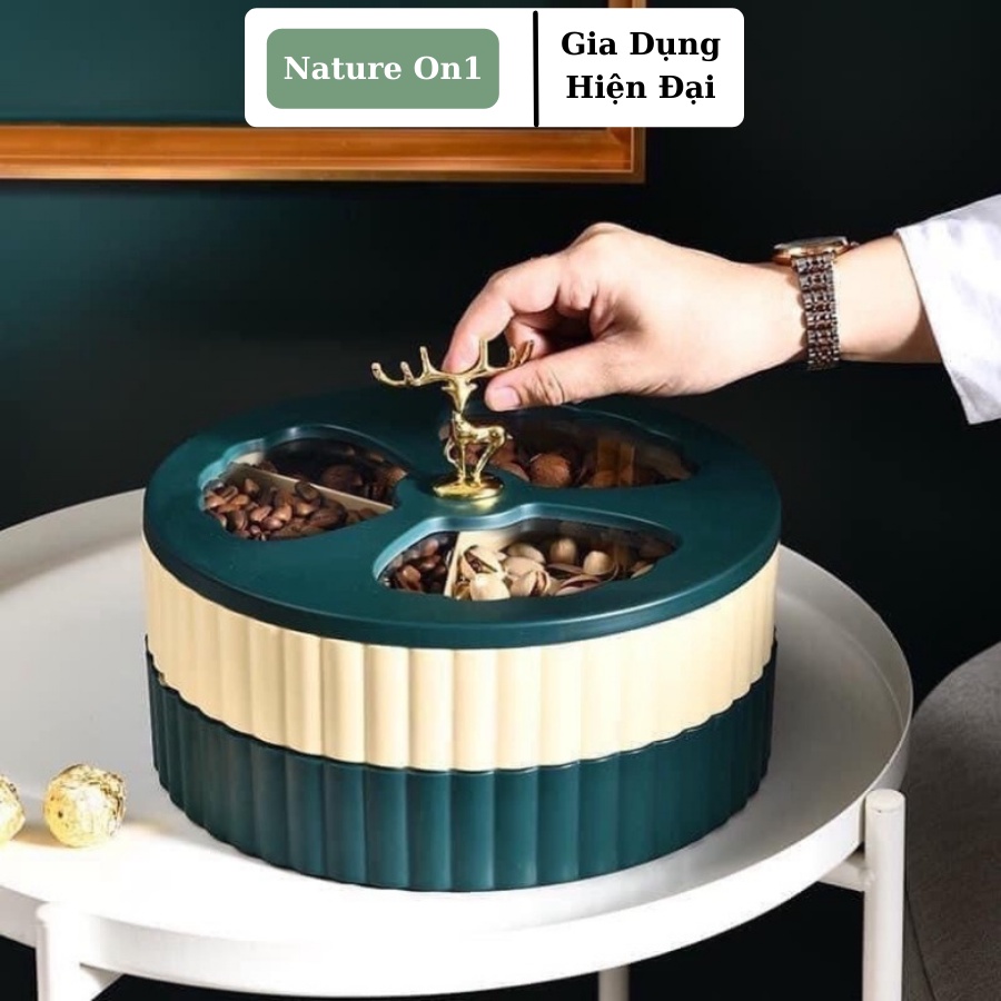 Khay Đựng Mứt Tết, Bánh Kẹo, Hình Hươu Hợp Kim Cao Cấp, Thiết Kế 2 Tầng, Sang Trọng, Hiện Đại, Phong Cách Châu Âu