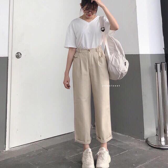 Quần kaki ống rộng