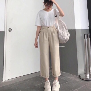 Quần kaki ống rộng
