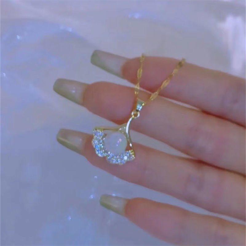 [Tik Tok Phong Cách Mới] Dây Chuyền Ngọc Trai Ji Thiết Kế Sang Trọng Mặt Dây Chuyền Không Phai Màu