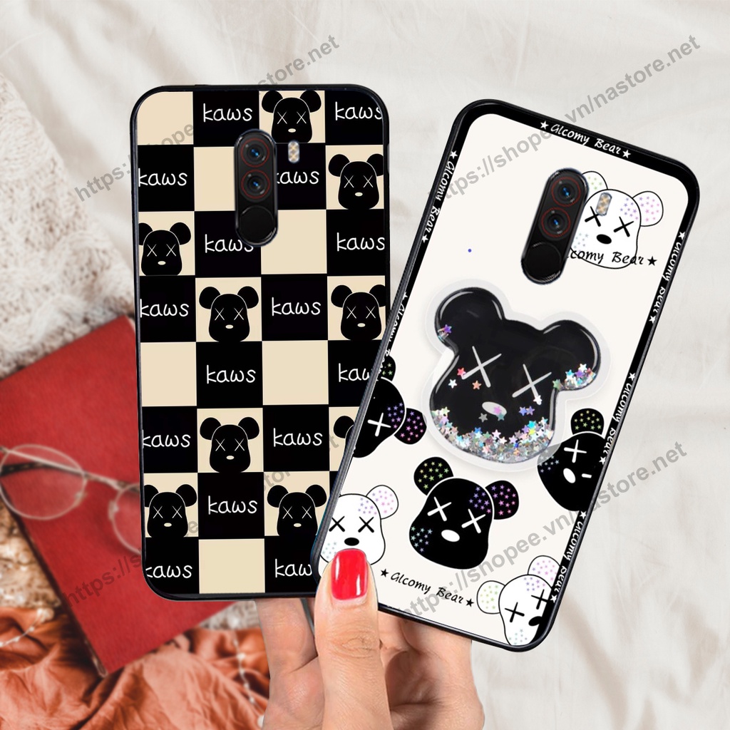 Ốp lưng Xiaomi Pocophone F1 trái tim họa tiết caro, mikey họa tiết beabrick kaws cute
