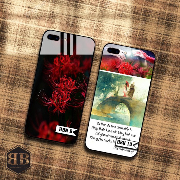 Ốp lưng kính cường lực iphone 7 plus / iphone 8 plus hình hoa bỉ ngạn