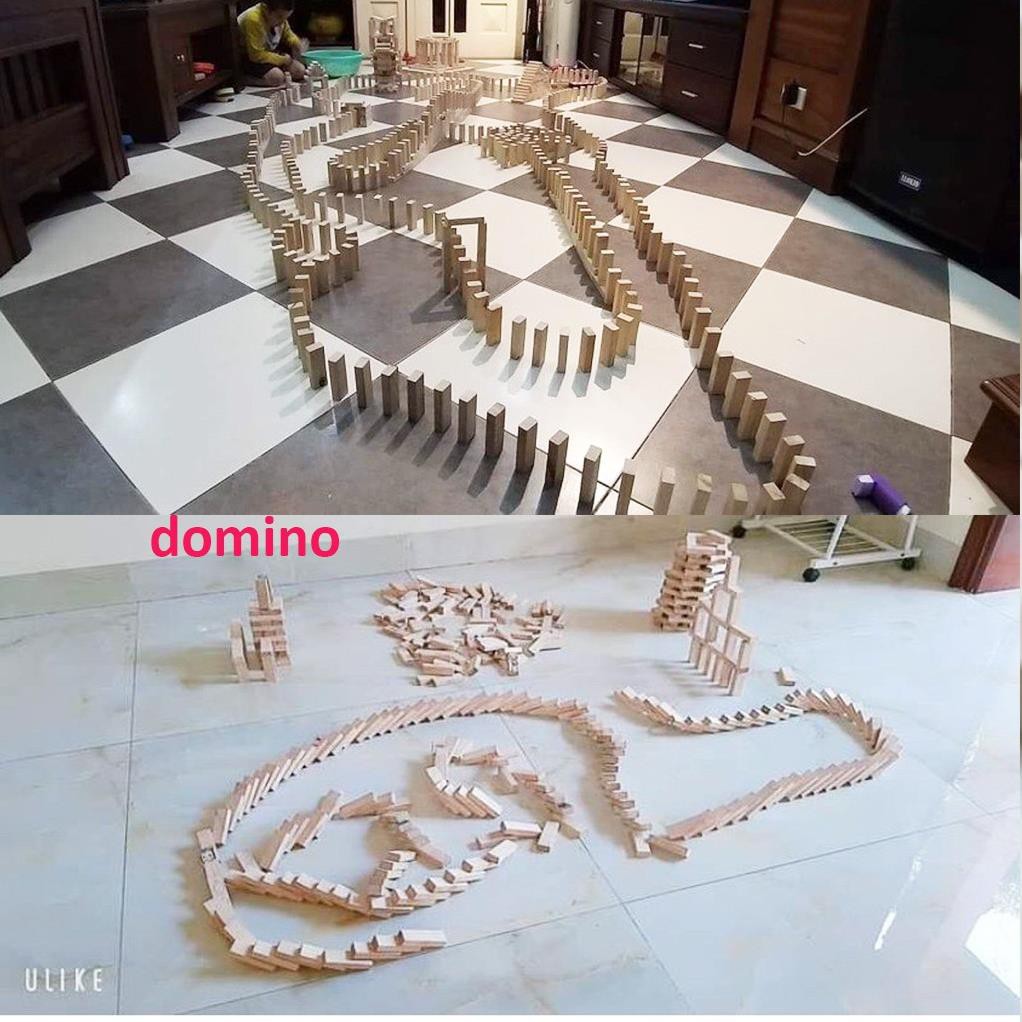 Bộ Rút Gỗ Đồ Chơi Xếp Hình LOẠI TO Domino Montessori Rèn Luyện Trí Thông Minh Tránh Xa Điện Thoại (54 Thanh Cỡ Lớn)
