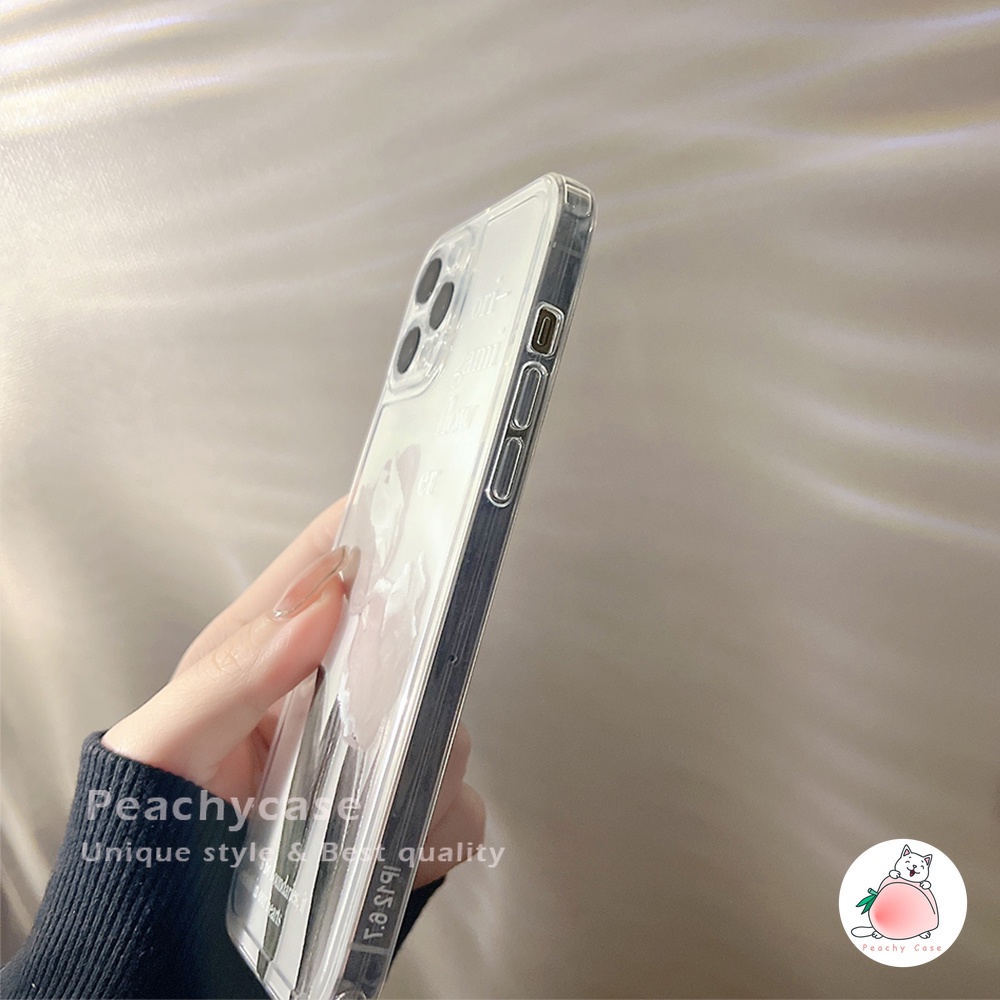 Ốp Điện Thoại TPU Mềm Trong Suốt Chống Sốc Họa Tiết Hoa Origami Cho IPhone 13 Mini 12 Pro Max 11 Xr Xs Max X 7 8 Plus 12Mini Se 2020