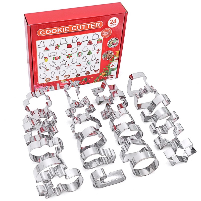 Bộ 24 khuôn làm cookie noel, khuôn cắt cookie giáng sinh