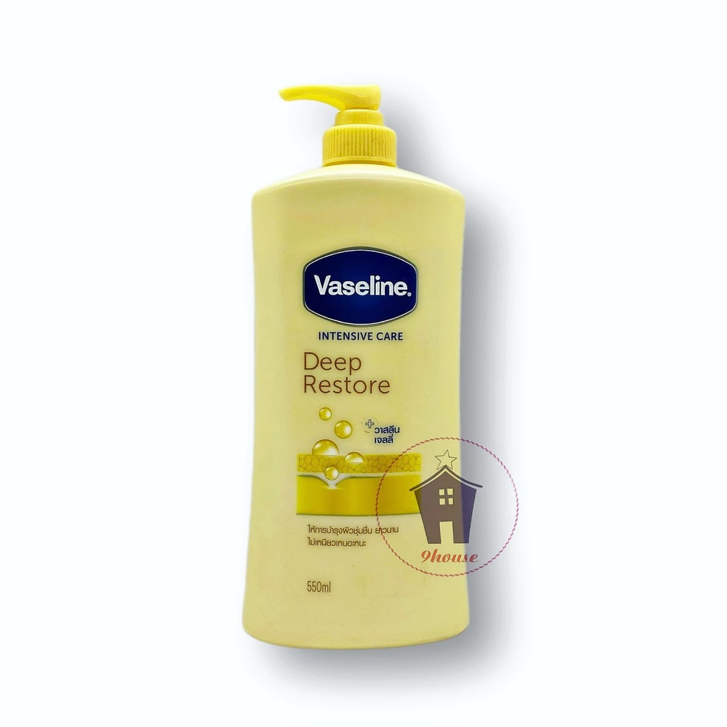 (Vàng 550ml) Date 3/2024 Sữa Dưỡng Thể Dưỡng Ẩm Sâu &amp; Phục Hồi Da Vaseline intensive Care Deep Restore Thái Lan