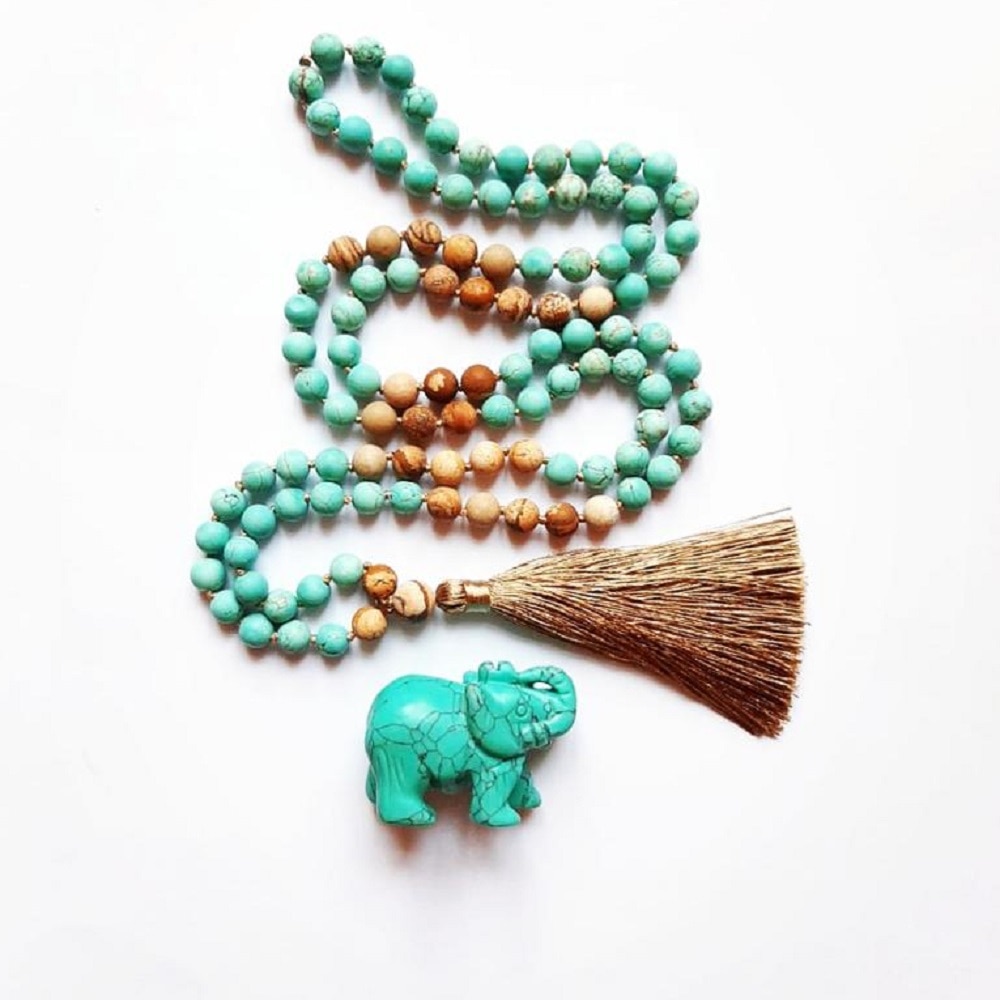 Chuỗi 108 Hạt Đá Tua Rua Tự Nhiên 8mm Phong Cách boho