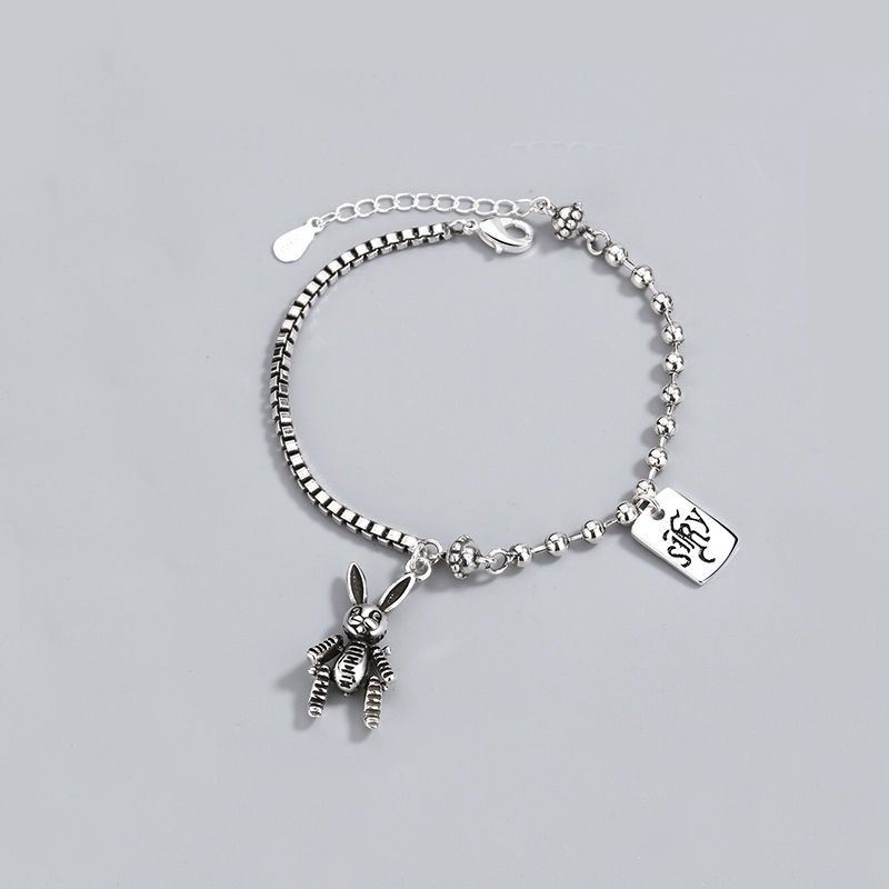 Vòng Tay Gắn Mặt Hình Thỏ Xinh Xắn Phong Cách Retro