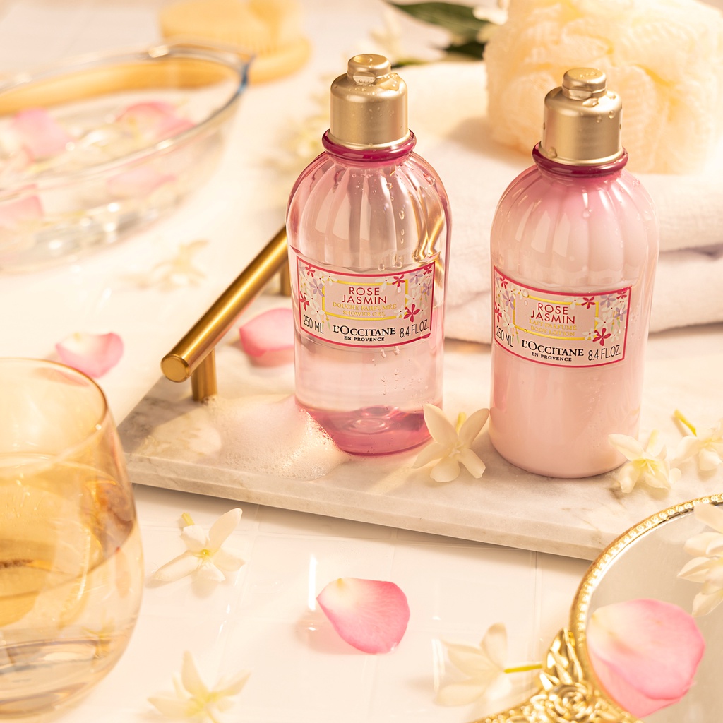 Bộ Gel Tắm &amp; Sữa Dưỡng Thể Hương Hoa Hồng &amp; Hoa Lài Rose &amp; Jasmine 250ml L'Occitane