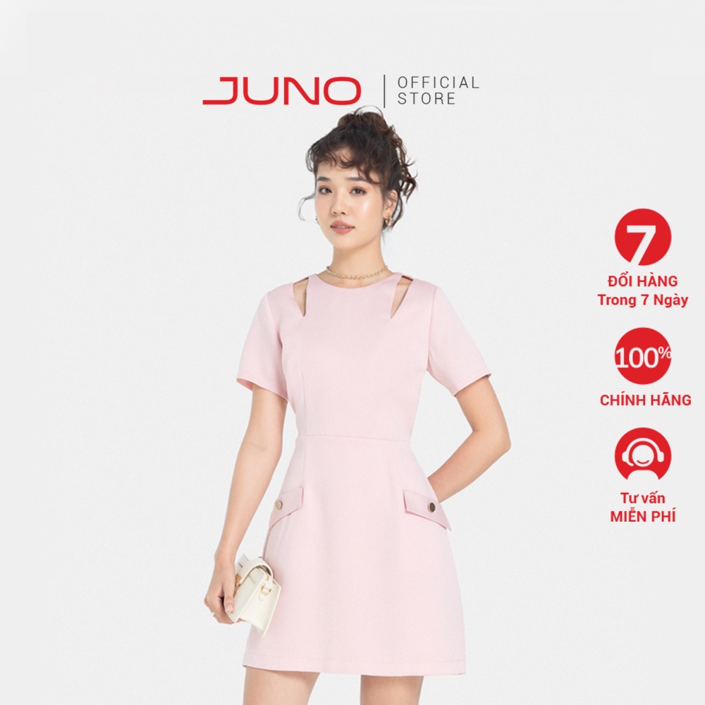 Đầm Mini Thời Trang Nữ JUNO Tay Ngắn Cut Out Vai JNDLU029