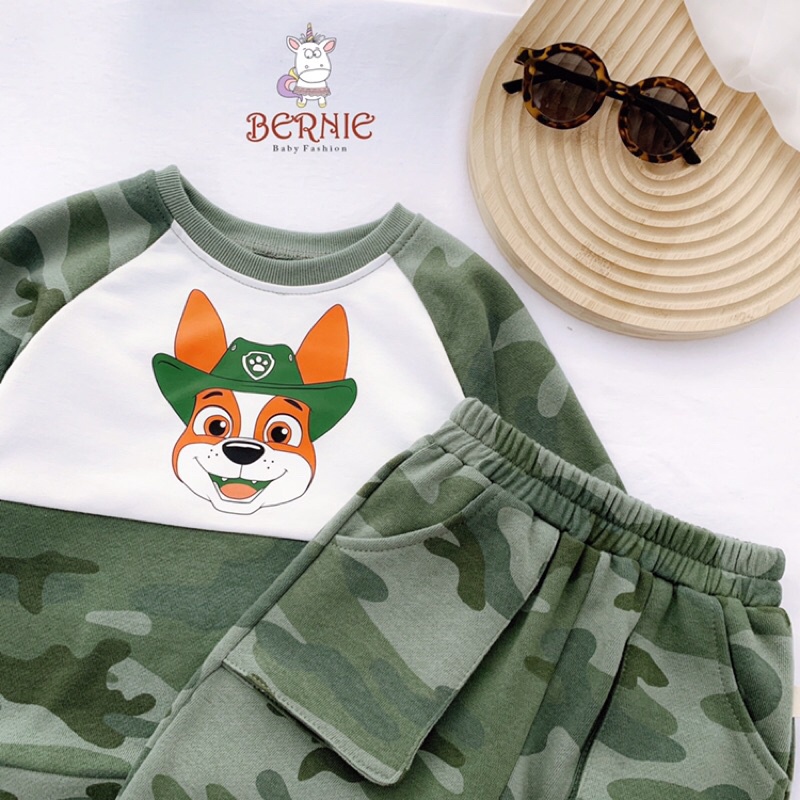 Bộ dài tay bé trai rằn ri hoạ tiết chú chó cứu hộ