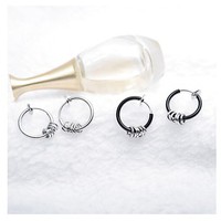 Bông tai Nam inox Khoen Tròn  4 Vòng Không Cần Xỏ Lỗ Phong Cách Hàn Quốc ( Giá 1 Chiếc )