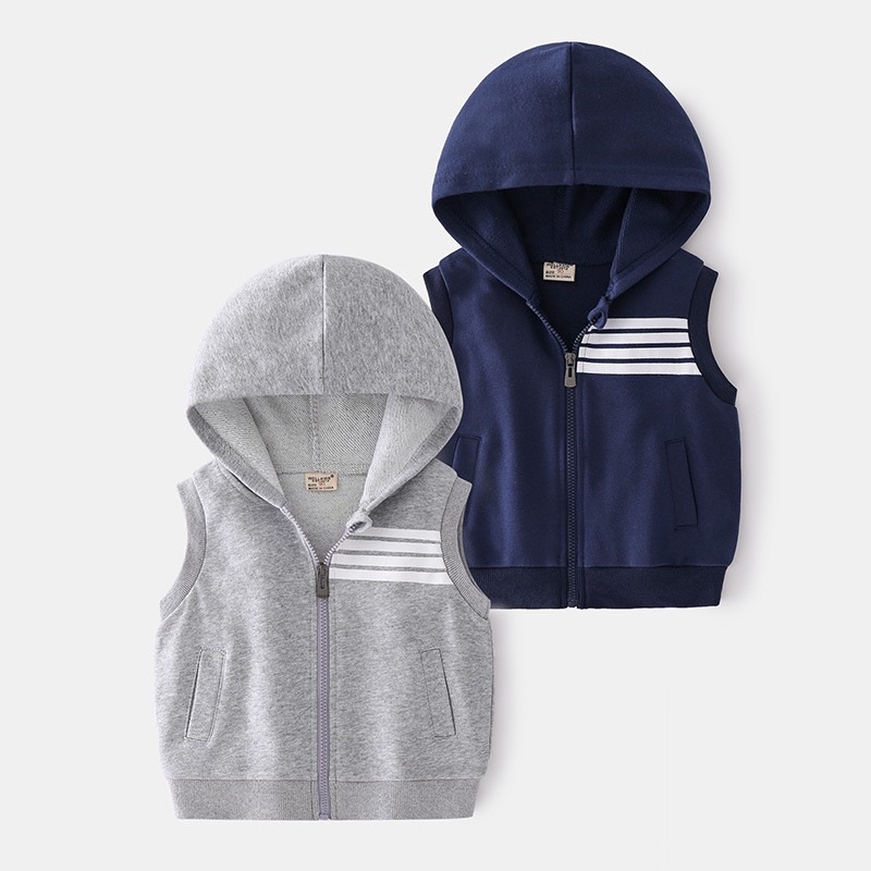 Áo gi lê bé trai WELLKIDS áo gile có mũ cho bé chất nỉ da cá (WT1778)