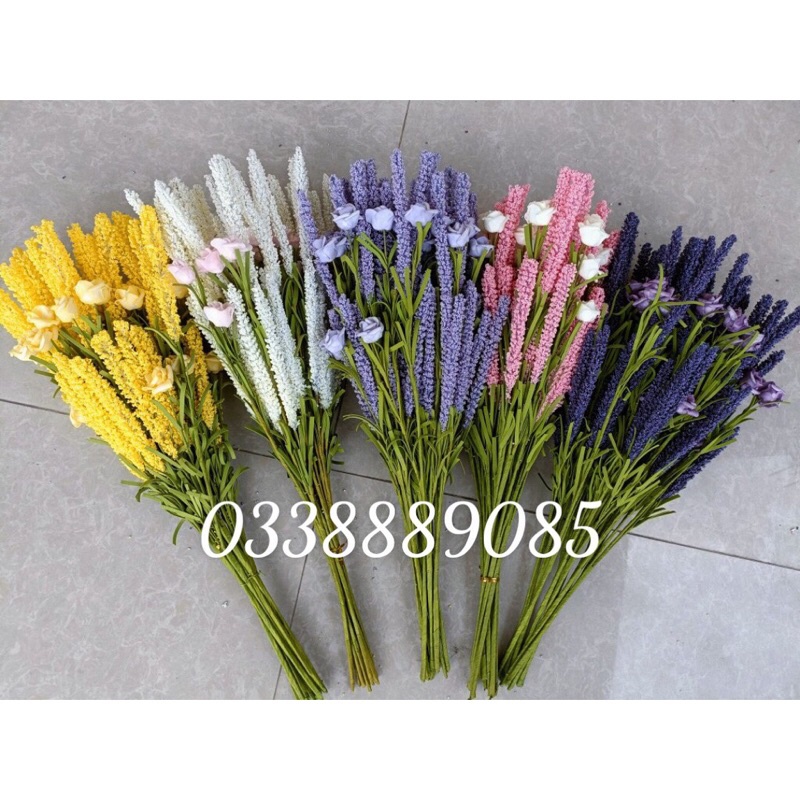 Hoa giả - Oải Hương - Cành chồn trang trí, kết hợp hoa hồng siêu đẹp, đủ màu, sẵn kho ạ