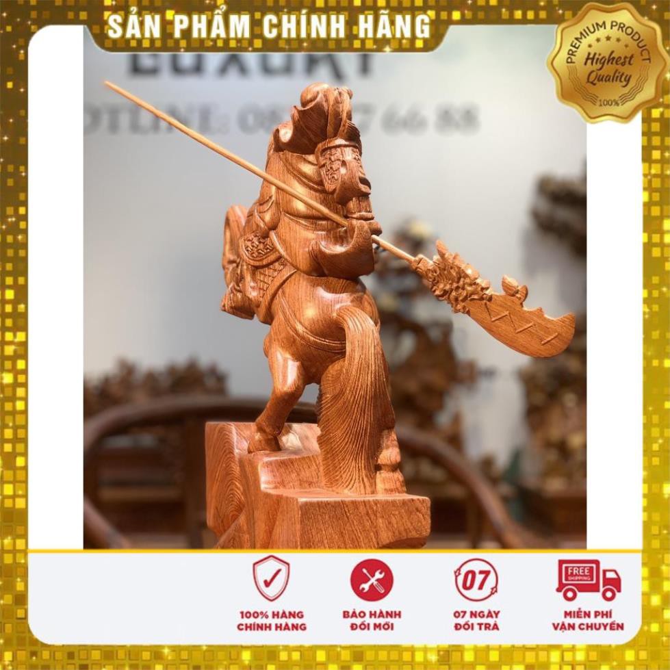 giá xưởng tượng quan công,quan vân trường, cưỡi ngựa phong thủy gỗ hương đá