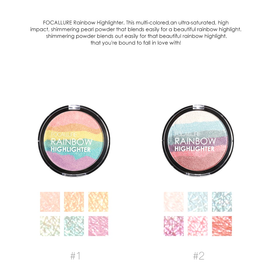 Bảng phấn mắt FOCALLURE màu cầu vồng DIY ánh nhũ bắt sáng chất lượng cao | BigBuy360 - bigbuy360.vn