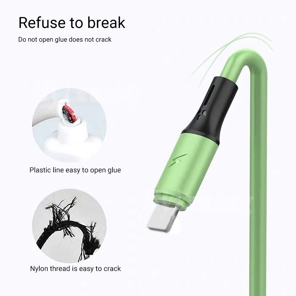 Dây Cáp Sạc USB 5A Bằng Silicon Lỏng 3 Trong 1 Cho iPhone Type-C Android