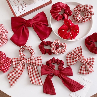 【QM】 Dây Buộc Tóc Co Giãn Màu Cherry Xinh Xắn  (Hair Scrunchies)