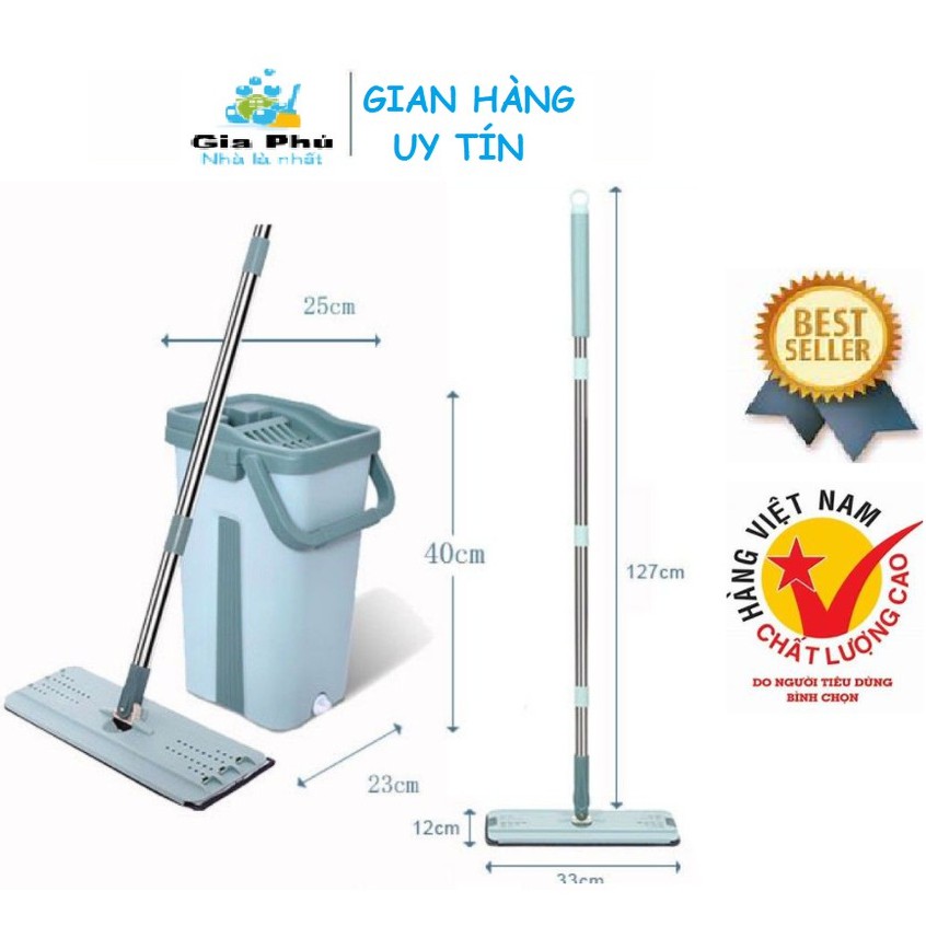 ( TỰ VẮT BLVP - 275 ) Bộ lau nhà tự vắt, vắt phẳng cao cấp Gia Phú tiện lợi cho mọi đối tượng