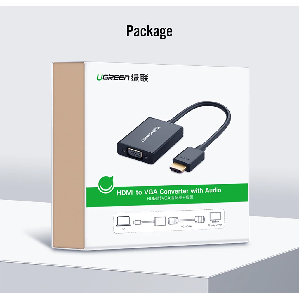 [Mã ELHACE giảm 4% đơn 300K] Bộ Chuyển HDMI Ra VGA &amp; Audio Cao Cấp UGREEN