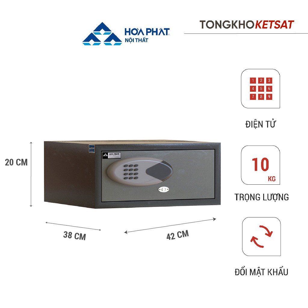 Két Sắt Khách Sạn Hòa Phát Điện Tử Két Sắt Mini Cỡ Nhỏ KKS04 (Miễn Phí Giao Hàng)