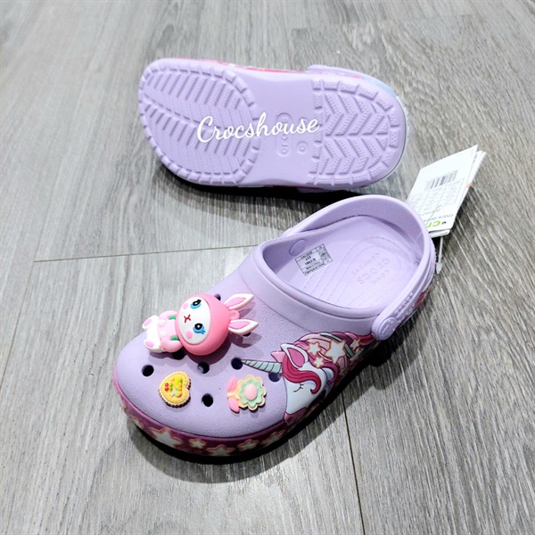 (Bảo hành+ tặng kèm jibbitz) Dép sục crocs trẻ em họa tiết 3D unicorn, giày dép bé gái - Crocs House