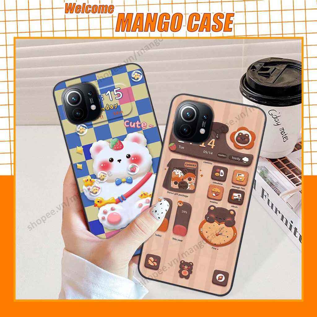 Ốp lưng Xiaomi Mi 11 / Mi 11T / Mi 11 Lite hình gấu, thỏ, đồng hồ cute dễ thương