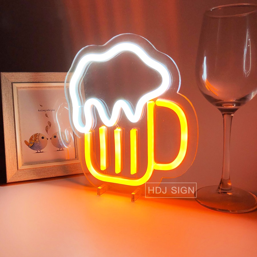 Đèn led neon hình Ly Bia, Decor trang trí quán bia, phòng bar tiện dụng