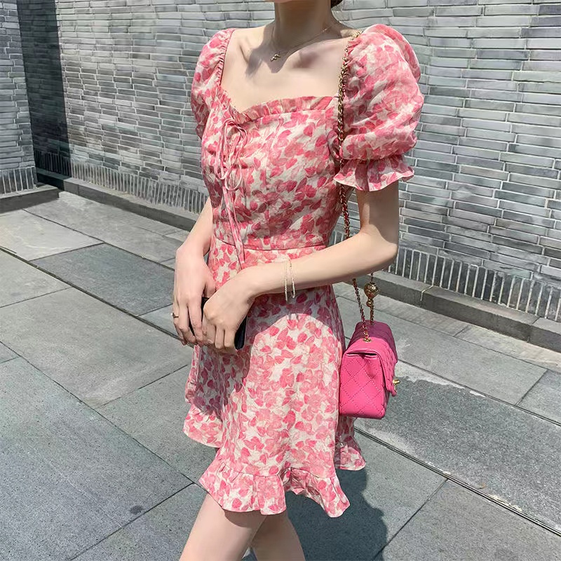 đầm hồng sexy đầm hở lưng đầm hoa nhí vintageváy tiểu thư sang chảnh đầm cổ vuông đầm bigsize nữ váy nữ xinh đầm vintage váy nữ xinh váy đi chơi đầm đi tiệc đầm nữ